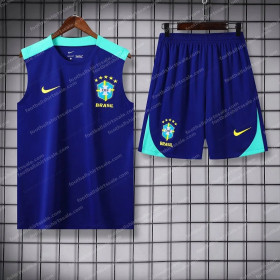 2024 Brazil pre-match training Blue Jersey+Shorts