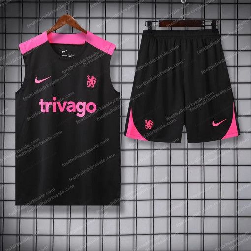 2024/2025 Chelsea Pre-match Training Black Jersey+Shorts