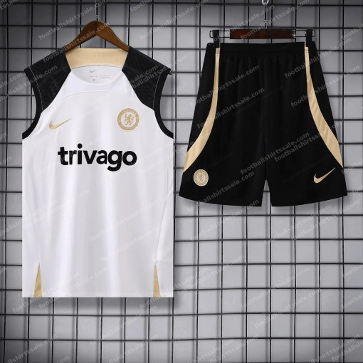 2023/2024 Chelsea pre-match training White Jersey+Shorts