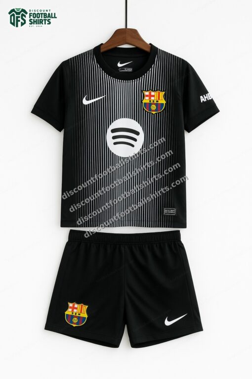 2025/2026 Kids Size Barcelona Black Goalkeeper Football Kit
