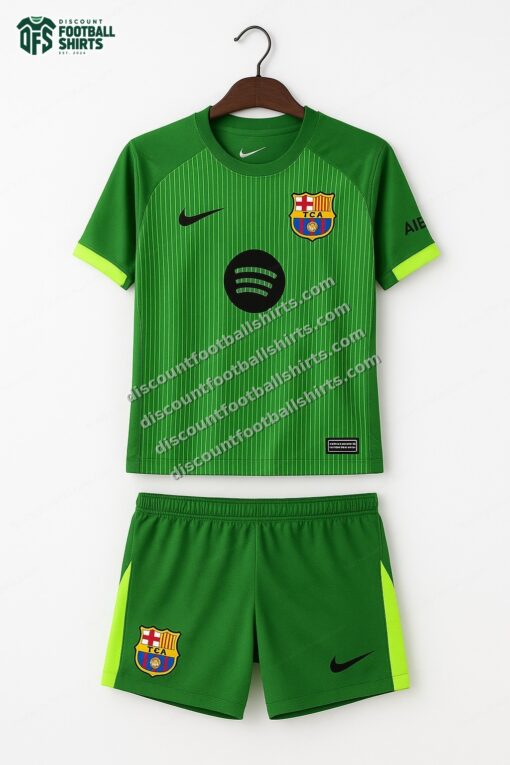 2025/2026 Kids Size Barcelona Green Goalkeeper Football Kit