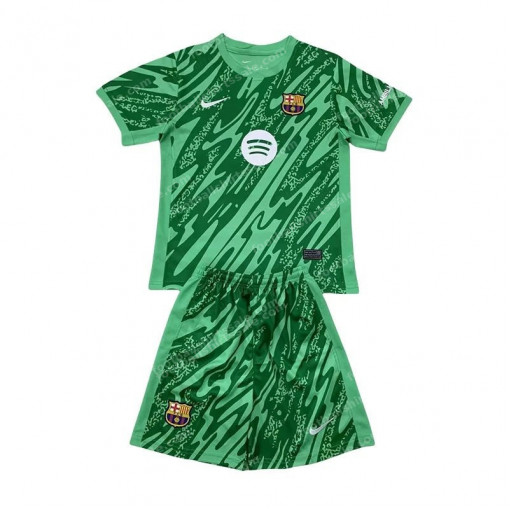 2024/2025 Kids Size Barcelona Green Goalkeeper Football Shirt