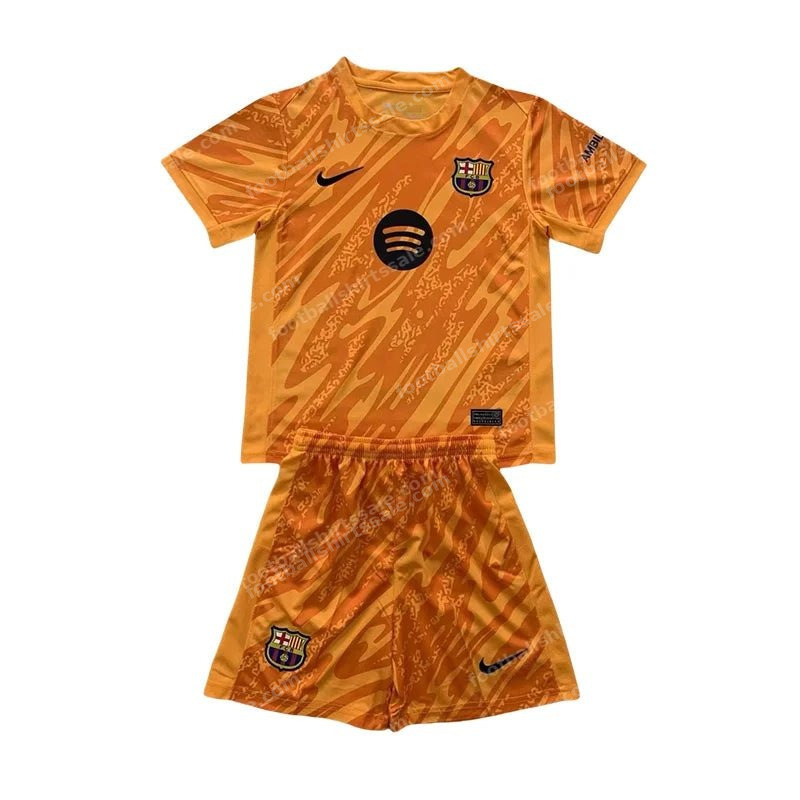 2024/2025 Kids Size Barcelona Orange Goalkeeper Football Shirt