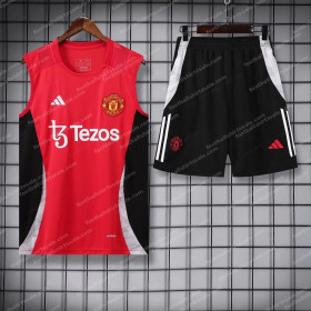 2024/2025 Manchester United pre-match training Red Jersey+Shorts