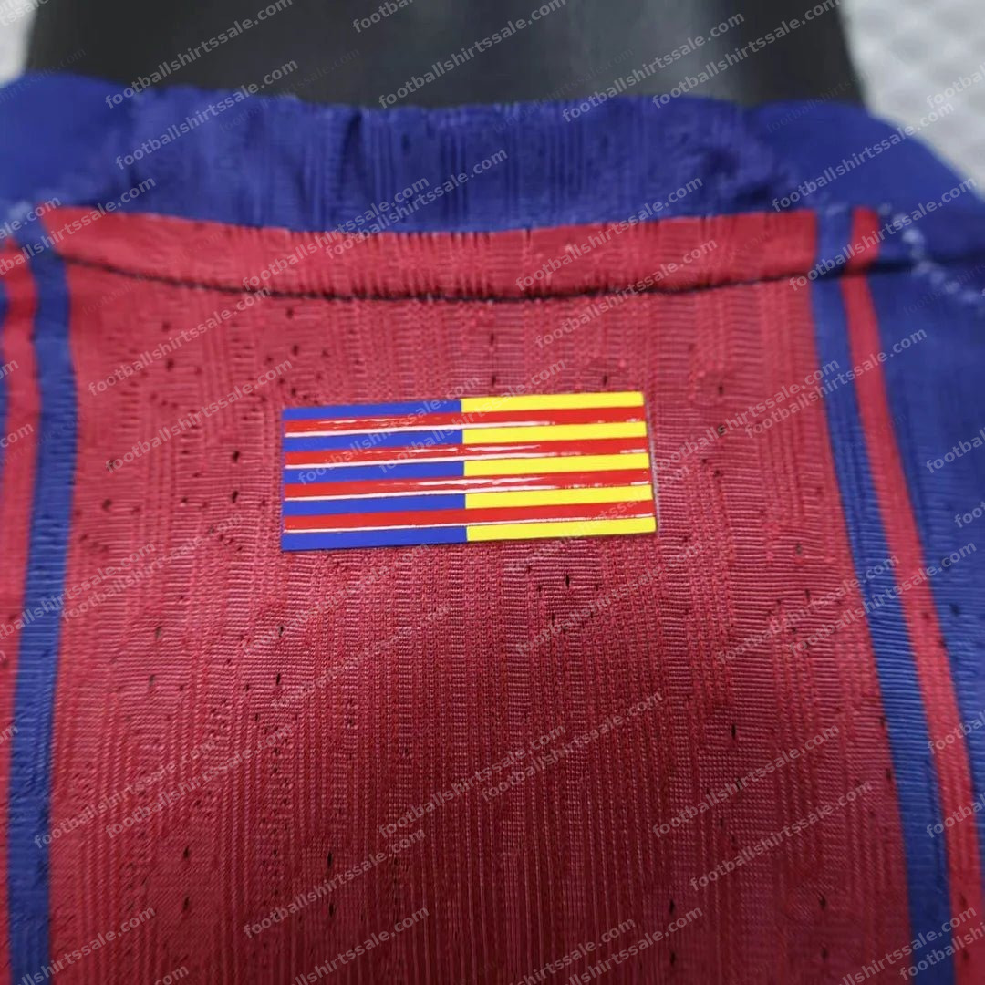 2025/2026 Player Version Long Sleeve Barcelona Home Football Shirt - Detail 7