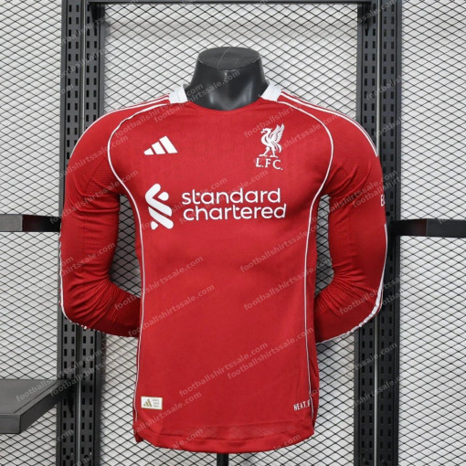 2025/2026 Player Version Long Sleeve Liverpool Home Football Shirt