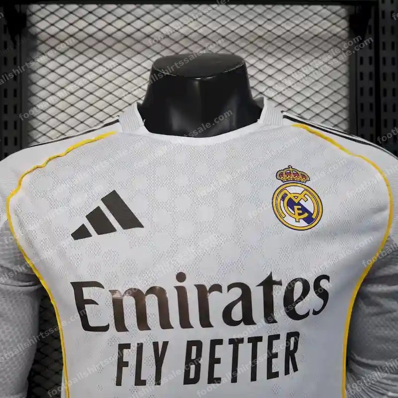 2025/2026 Player Version Real Madrid Home Long Sleeves Football Shirt - Detail 3