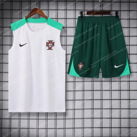 2024 Portugal Pre-match Training White Jersey+Shorts