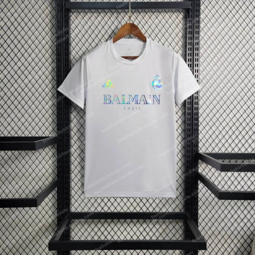 2023/2024 Real Madrid Reflective Balmain White Football Shirt