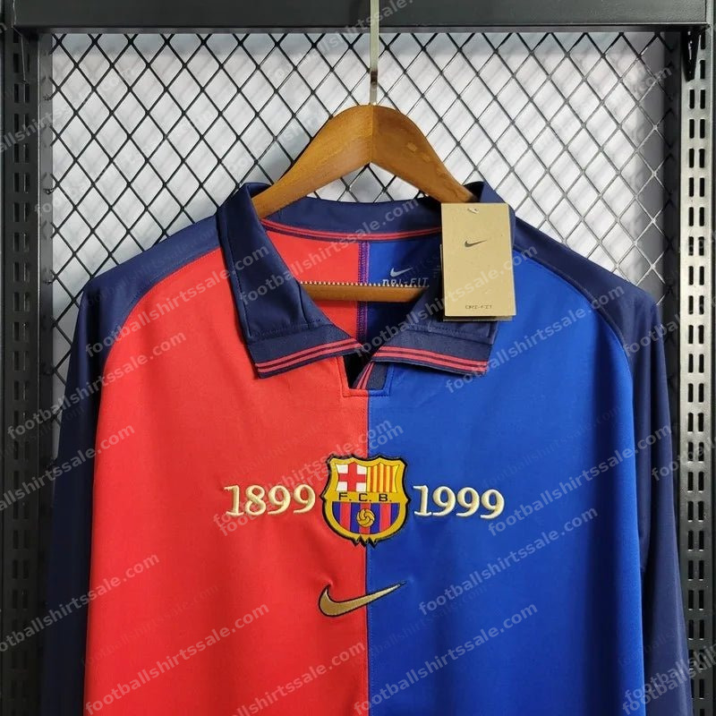 Retro Long Sleeve Barcelona 100th Anniversary Version Football Shirt Home 1:1 Thai Quality - Detail 2