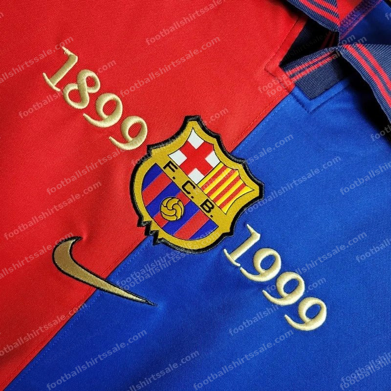 Retro Long Sleeve Barcelona 100th Anniversary Version Football Shirt Home 1:1 Thai Quality - Detail 4