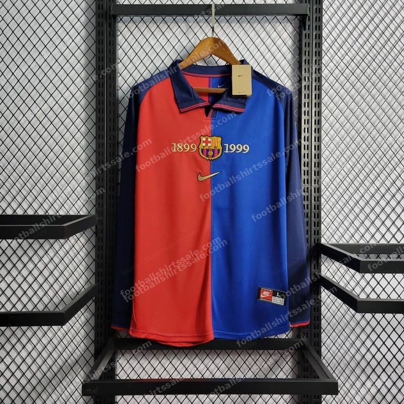 Retro Long Sleeve Barcelona 100th Anniversary Version Football Shirt Home 1:1 Thai Quality