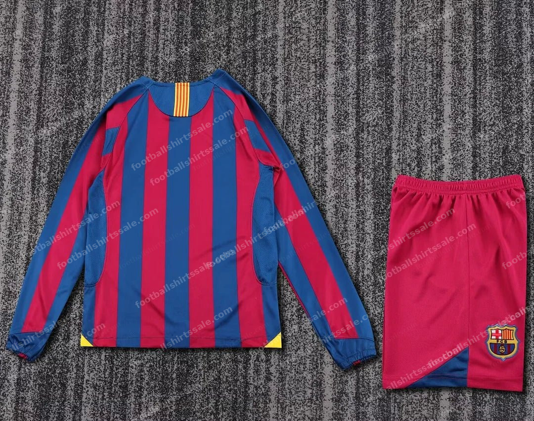 2005/2006 Retro Long Sleeve Barcelona Home Football Shirt Kids - Detail 1