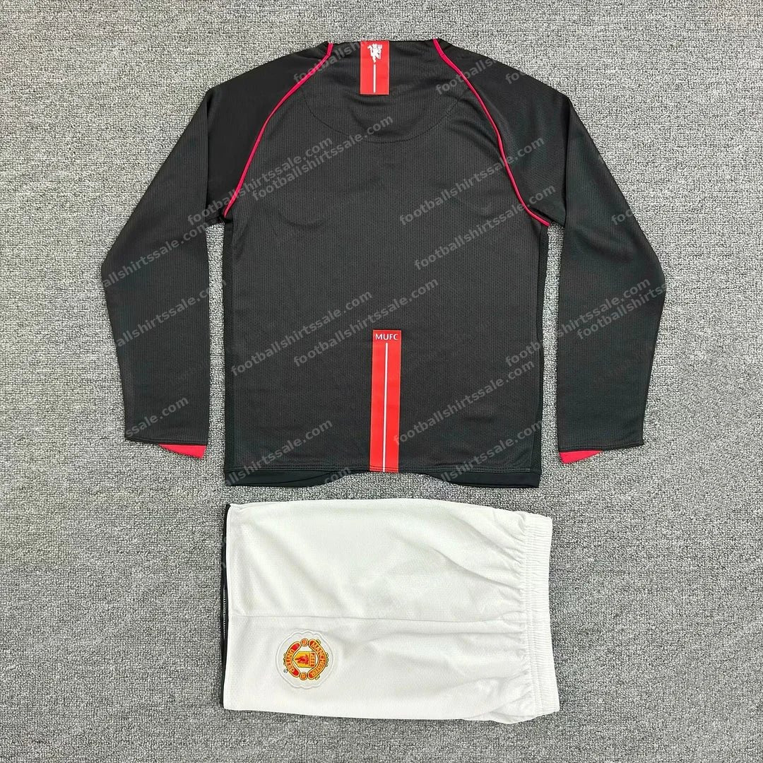 2007/2008 Retro Long Sleeve Manchester United Away Football Shirt Kids Size - Detail 1