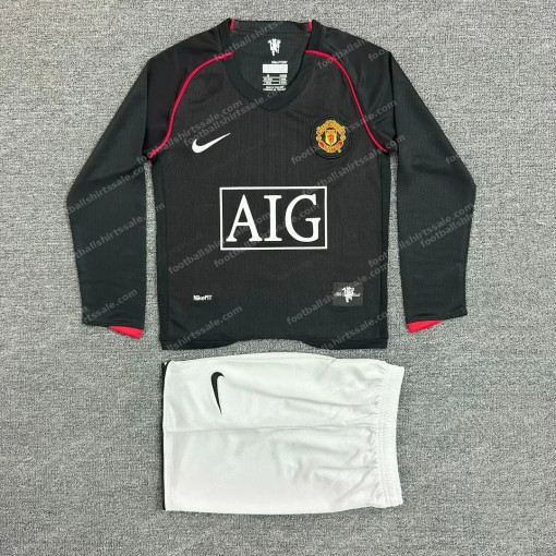 2007/2008 Retro Long Sleeve Manchester United Away Football Shirt Kids Size