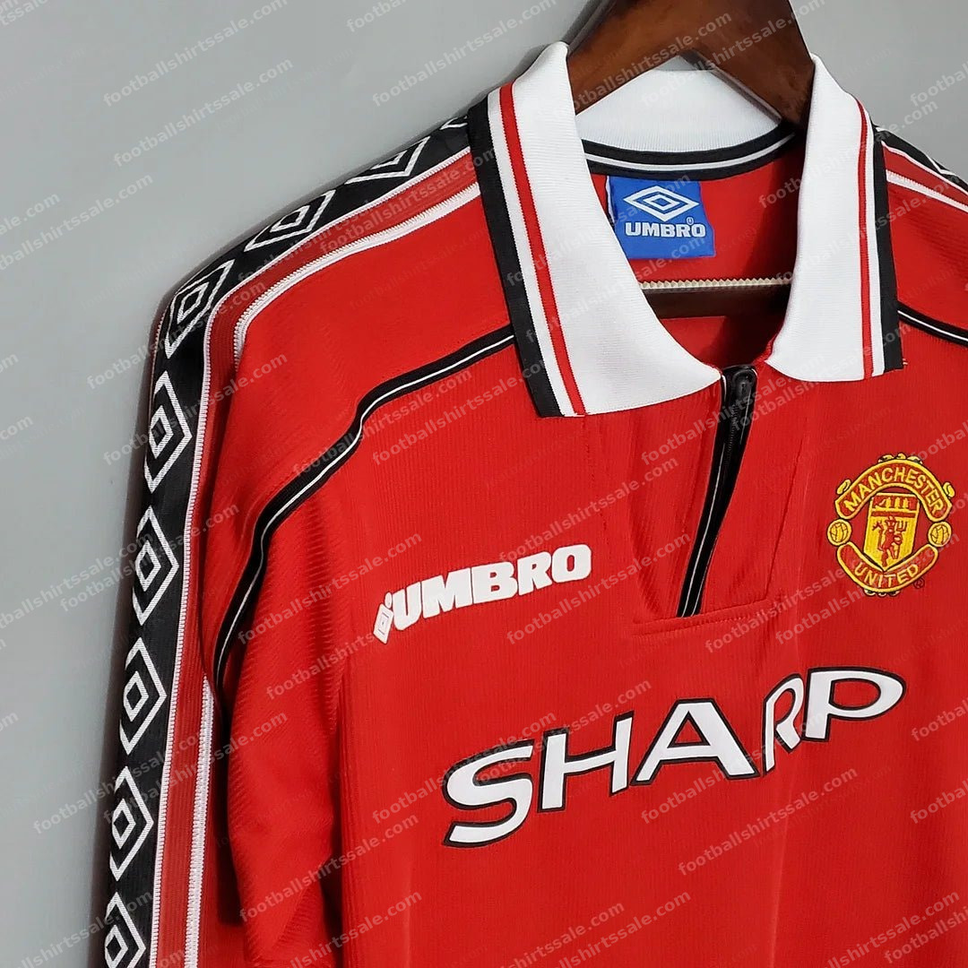1998-1999 Retro Long Sleeve Manchester United Home Football Shirt 1:1 Thai Quality - Detail 3
