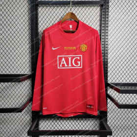 2007-2008 Retro Long Sleeve Manchester United Home Football Shirt