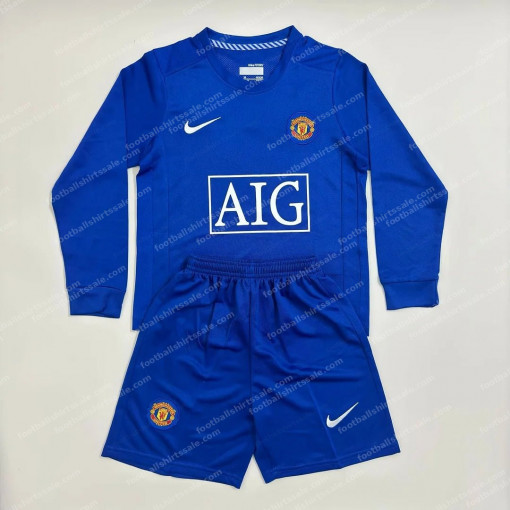 2008/2009 Retro Long Sleeve Manchester United Third Away Football Shirt Kids Size