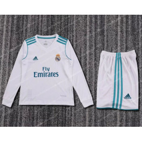2017/2018 Retro Long Sleeve Real Madrid Home Football Shirt Kids Size