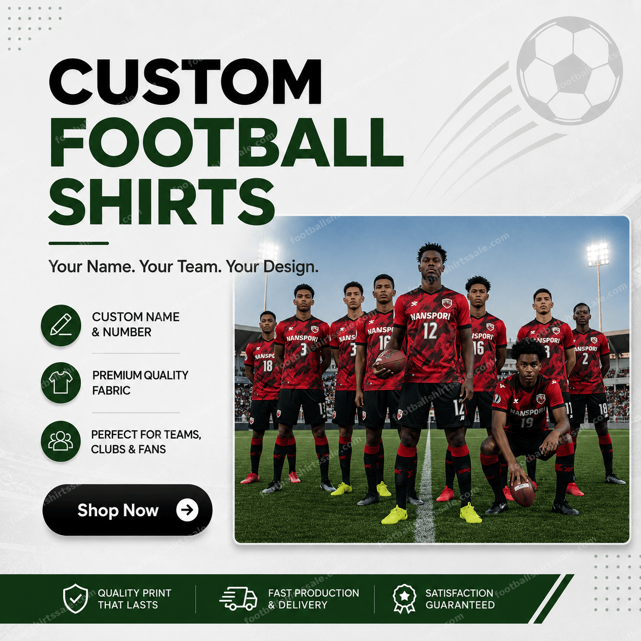 Customise football shirts with name and number